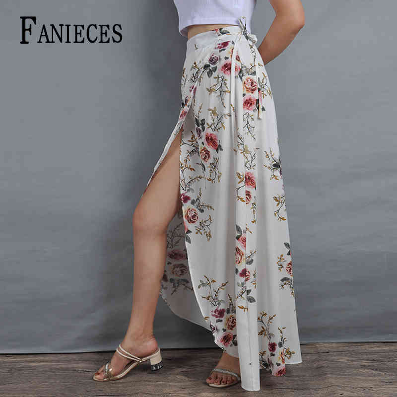 

Summer Holiday Long maxi sundress Fashion Sexy Women Skirts Bandage Cover Up Split Wrap Beach Skirt jupe faldas 210520, White