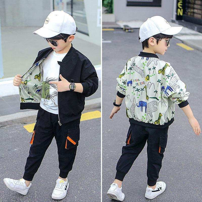 

Jackets Spring 2-7Years Boys Coats On Both Sides 2021 Print Children's Outwear Jacket For Baby Tops Handsome Kids Clothes, Blue;gray