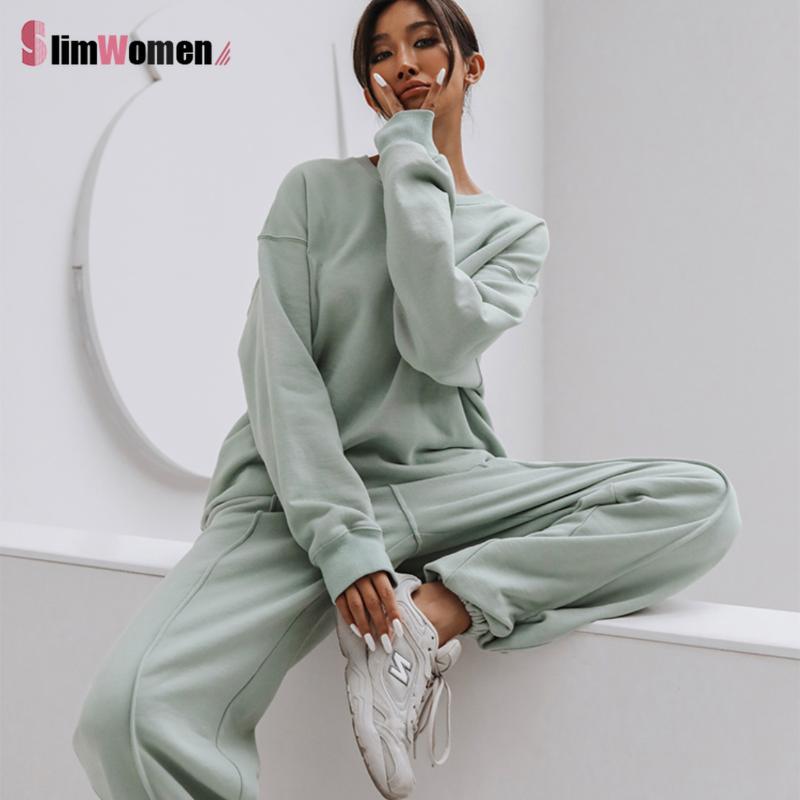 

Women' Two Piece Pants Women Suit Sports 2 Sets Casual Loose Thicken Jogger Set Outfits Female Tracksuit Lady Sweatshirt Sweatpants, Black