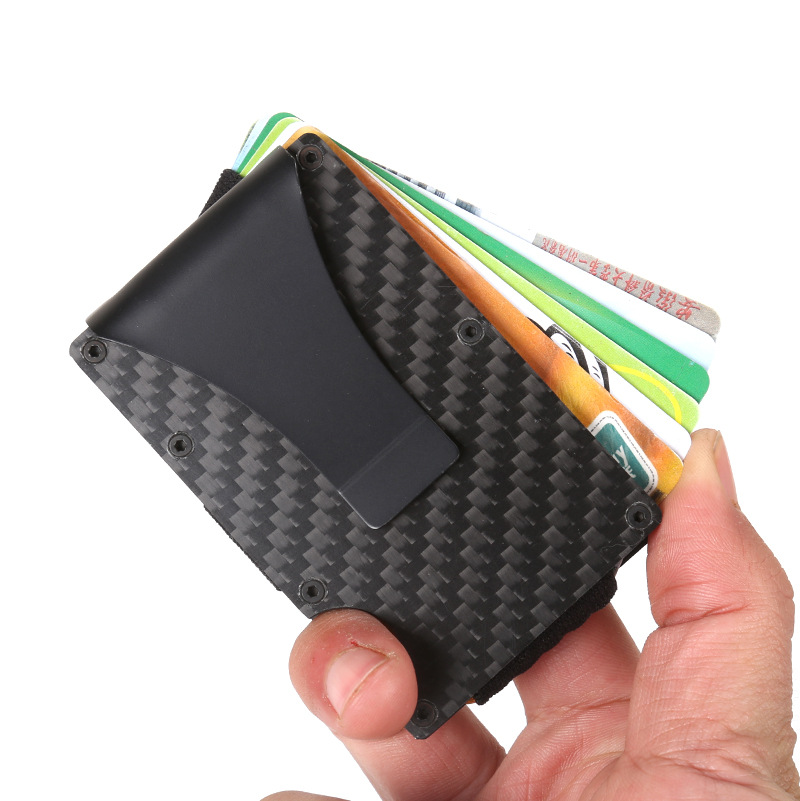 

Hot Carbon Fiber Credit Card Holder wallet New Design Minimalist rfid Blocking Slim Metal Cardholder Anti Protect Clip for men, Customize