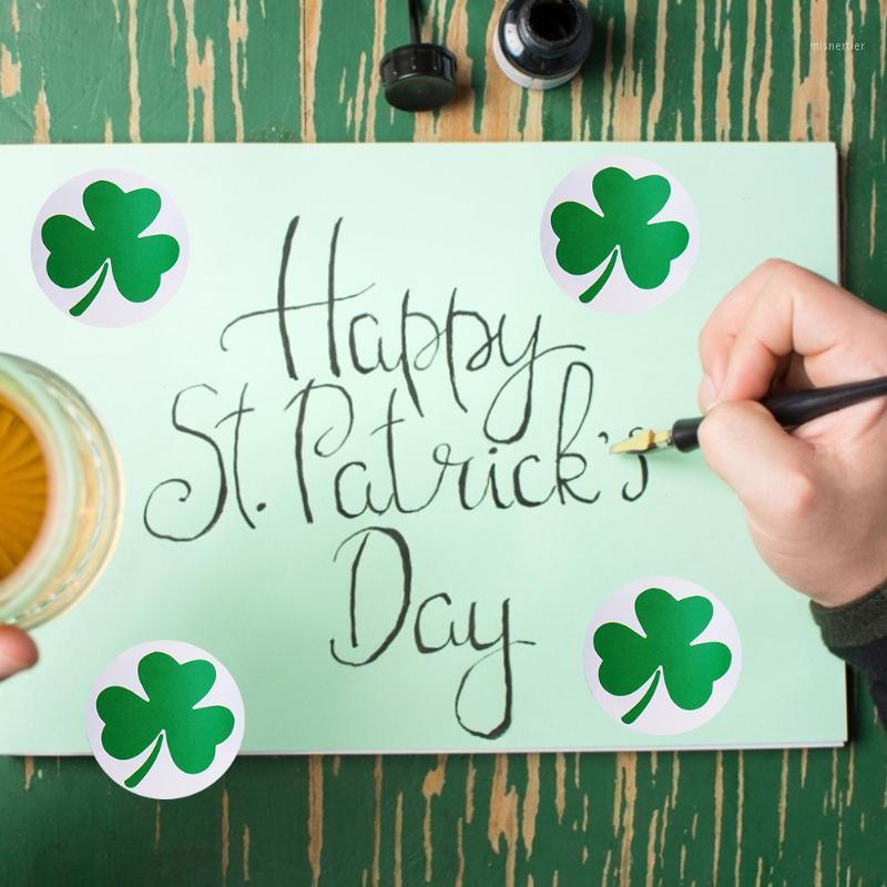 

Gift Wrap 500PCS St. Patrick's Day Clover Decal Roll Sticker Automatic Adhesive Paper Label Tape For Decoration