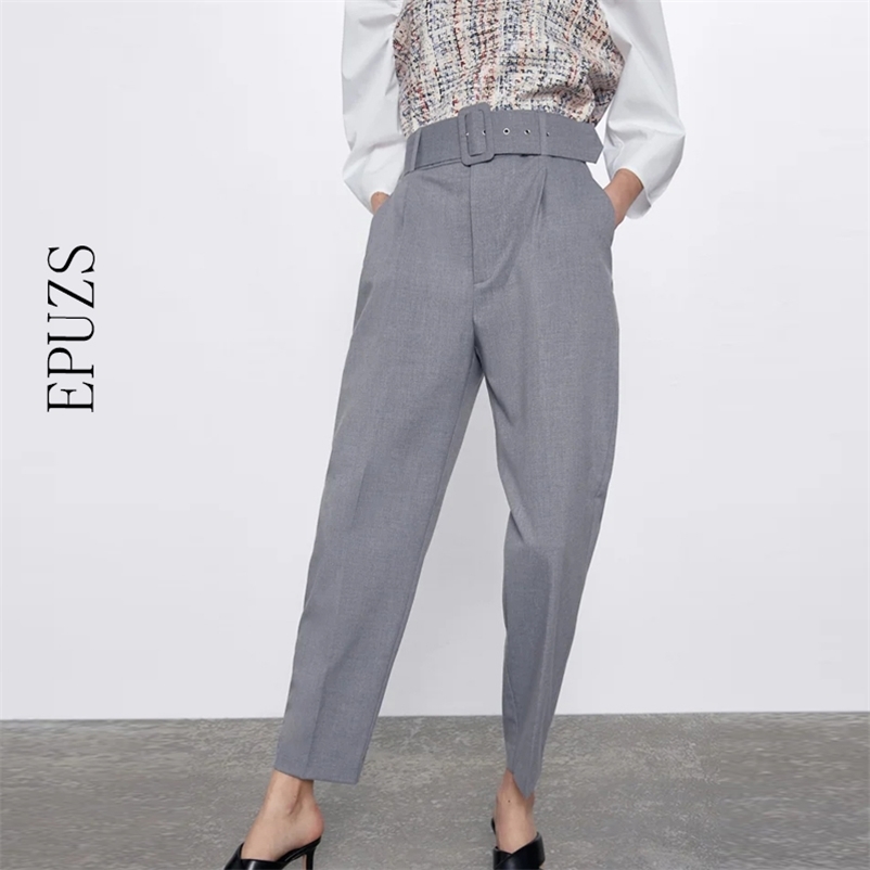 

elegant Orange purple pants women sashes high waist pencil casual work office vintage ladies long trousers 210521, Pink