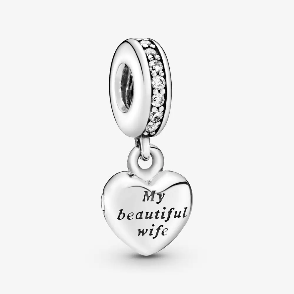 

100% 925 Sterling Silver My Beautiful Wife Dangle Charms Fit Original European Charm Bracelet Fashion Wedding Jewelry Accessories, Bronze;silver