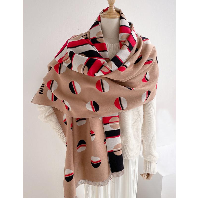 

Scarves Style Cashmere Like Scarf For Women In Autumn /winter2021fashionable Printing Thickened Warm Double Face CashmereShawl