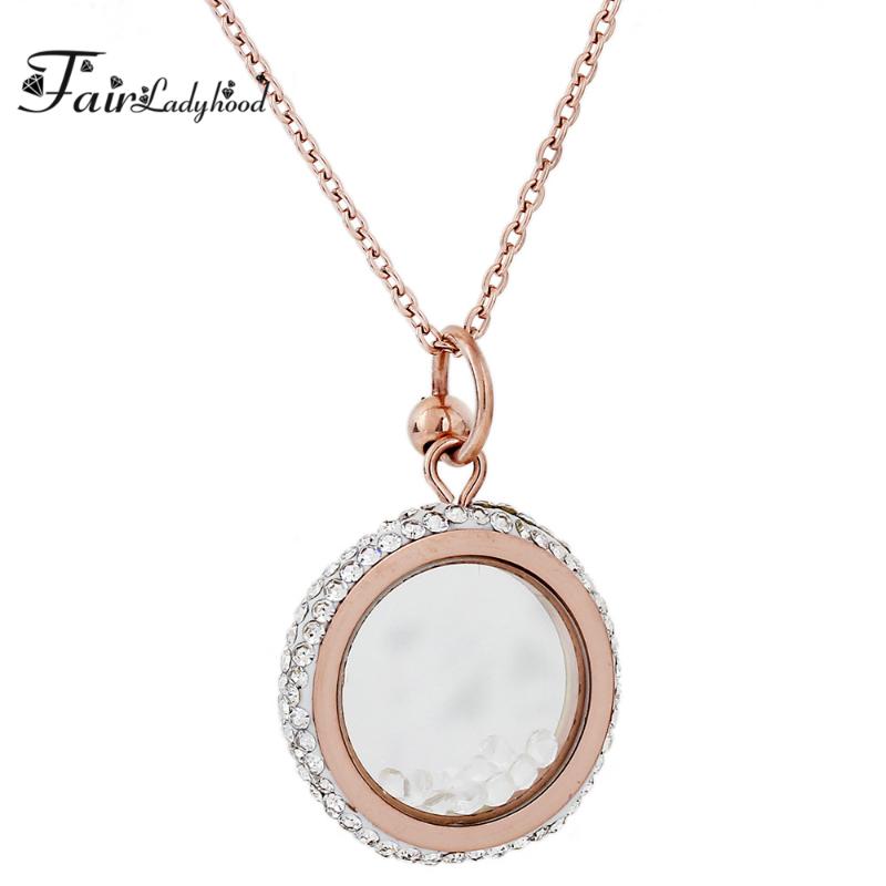 

Pendant Necklaces FairLadyHood 2021 Fashion 316L Stainless Steel Rose Silver Color Round Necklace With Zircon Jewelry Women