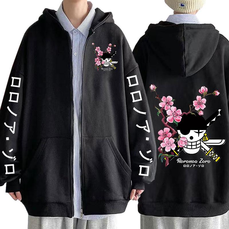 

Men' Hoodies & Sweatshirts Anime One Piece Zipper Hoodie Autumn Winter Fleece Tracksuit Casua Mens Sweatshirt Roronoa Zoro Fashion Pullover, Black