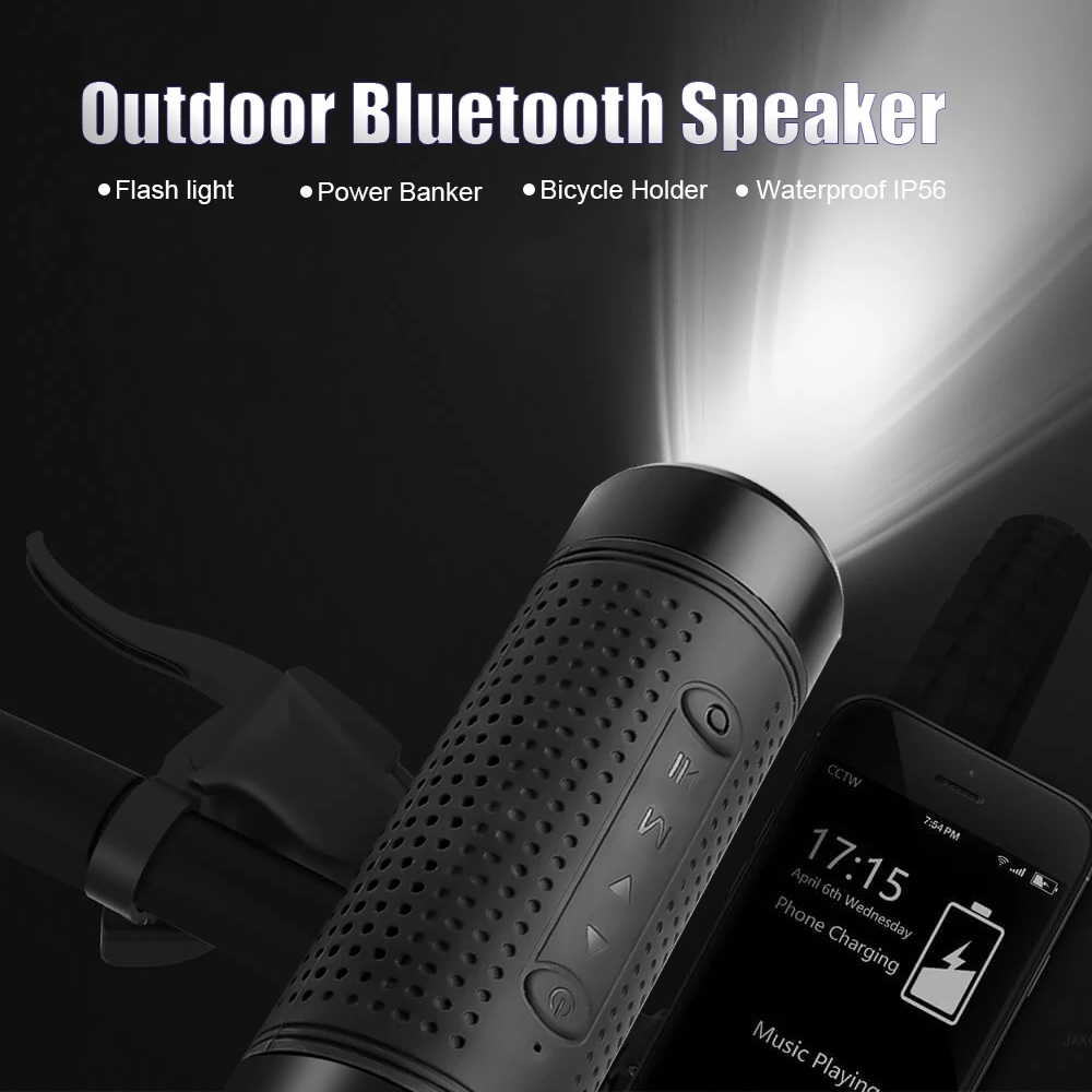 

Outdoor Portable Bluetooth Speakers Wireless Bicycle Speaker 5200mAh Power Bank Waterproof with Microphone LED Light Accessories