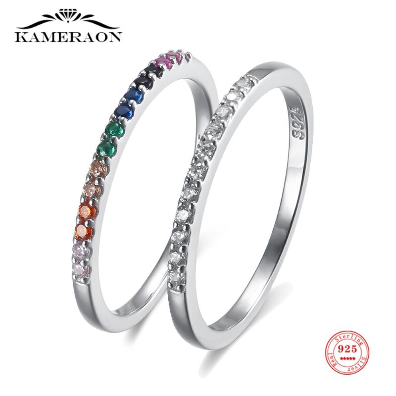 

Thin 925 Sterling Silver Colored Zircon White Luxury Rings For Women Simple Stylish Temperament Fine Jewelry Cluster