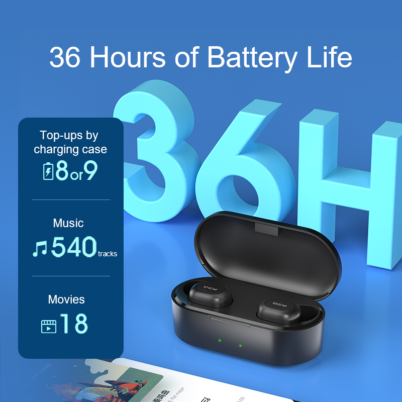 QCY T1C Power Version Bluetooth V5.0 Earphones True Wireless Headphones 3D Stereo Sound Earbuds Dual Microphone Charging Box-image-724961401