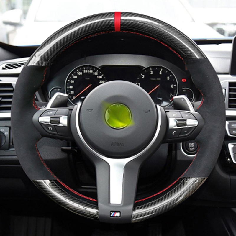 

Black Carbon Fiber Suede DIY Car Steering Wheel Cover For BMW M Sport F30 F31 F34 F10 F11 F07 X1 X2 X3 F25 F32 F33 F36 F48 F39