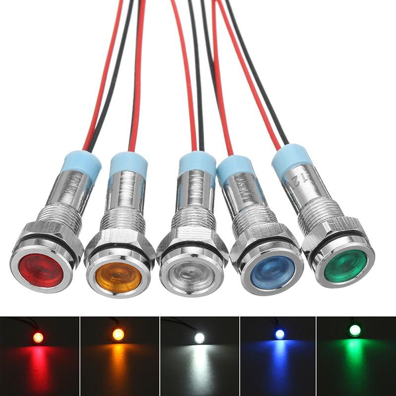 

6mm Mini Waterproof Metal Led Indicator Light Pilot Signal Lamp Car Boat Panel Dashboard Warning 12v With Wire Leading Emergency Lights, As pic