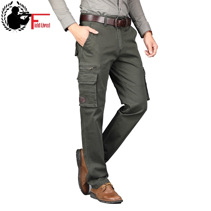 

Cargo Pants Military Style Autumn Spring Army Cotton Men's Many Pockets Tactical Straight Fit Work Trousers Male Combat Joggers 210518, Black