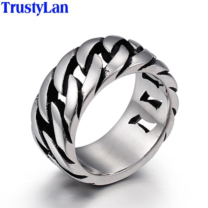 

Cluster Rings TrustyLan Fashion Thick Chain Style Ring Men 316L Stainless Steel Biker Jewelry Punk Rock Party Mens Drop Gift