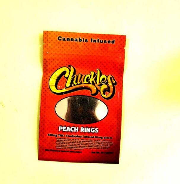 

400mg Chuckles edible packaging mylar bags 4 types Gummies package Gemmy worms Edibles bears peach rings mini rainbow belts smell proof 2021
