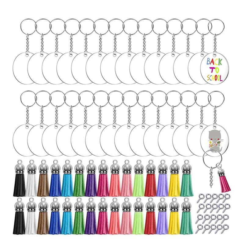 

Keychains 174 Pcs Acrylic Keychain Blanks Tassels Set For DIY Vinyl Crafting