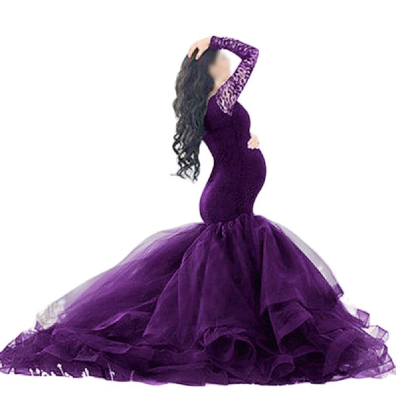 

Elegant Maternity Gown Lace Maxi Dress Pregnant Women Clothes Photography Pregnancy Dress Maternity Dresses for Photo Shoot K711, As picture