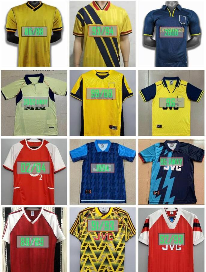 

Retro Gunners Soccer Jerseys Shirts PIRES HENRY V. Persie Fabregas Rosicky REYES VIEIRA BERGKAMP football 05 06 90 91 93 94 98 99 02 04 07 97, Black;yellow