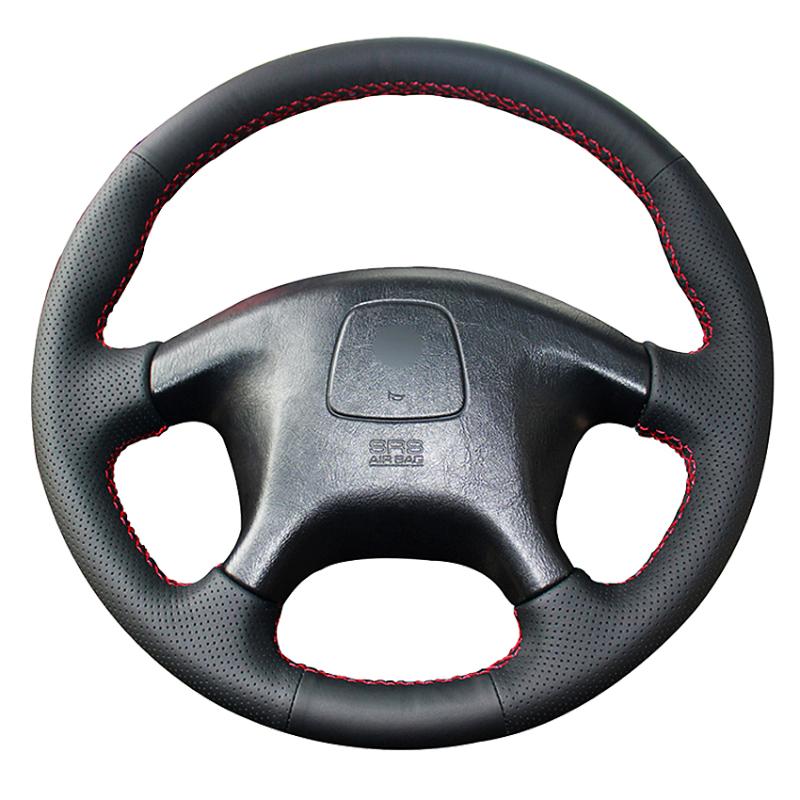 

Steering Wheel Covers Black Artificial Leather Hand-stitched Car Cover For Mitsubishi Pajero Old Sport