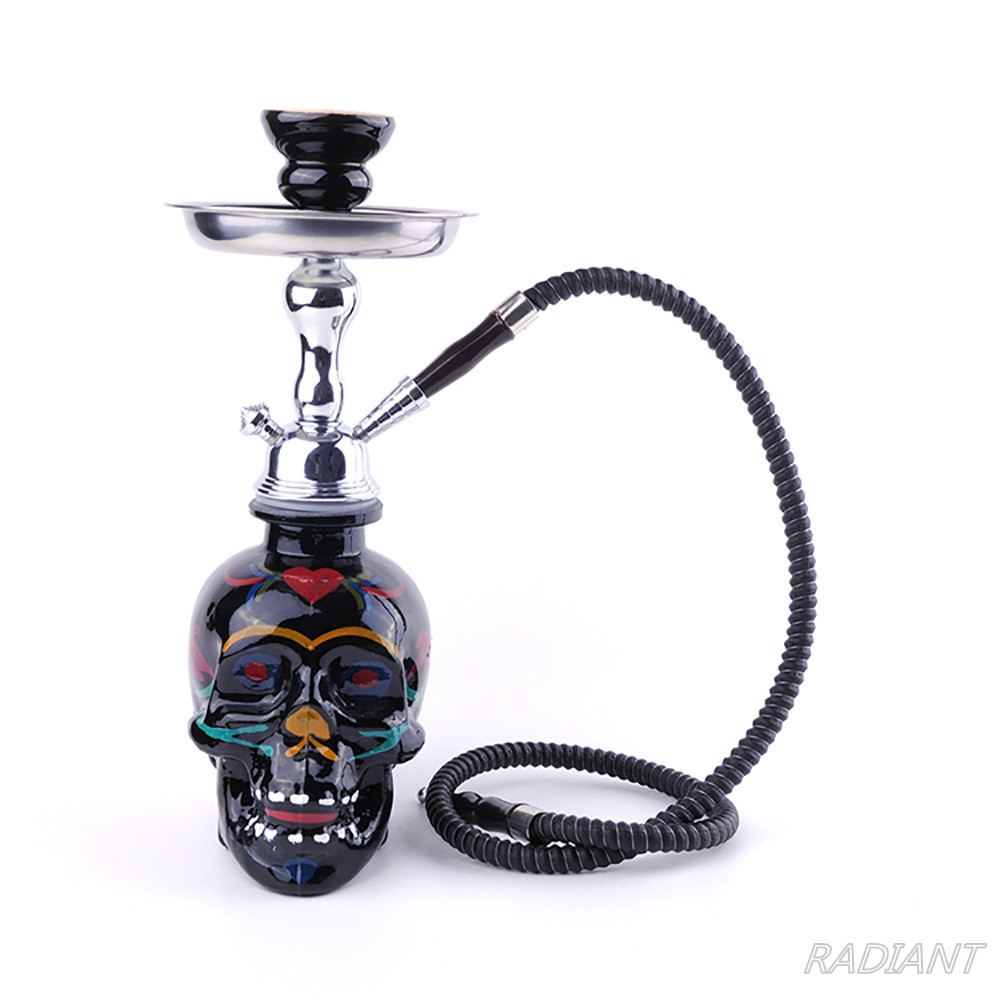 

Dark Skull Metal Hookah Arabian with single pipe punk water pipes shisha Huka black