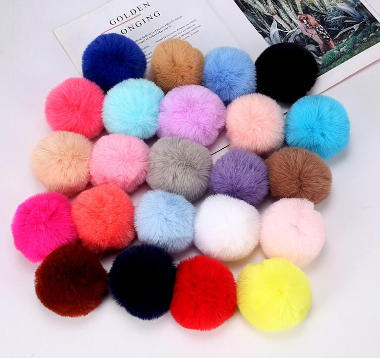 

8cm Imitate Rabbit Fur Ball Keychain Pom Pom Car Handbag Keychains Decoration Fluffy Faux Key Ring Wholesale 23 colors