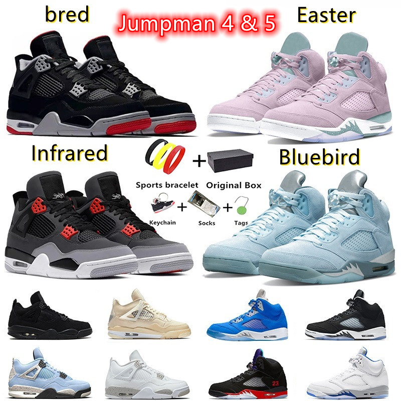 

Jumpman 4 5 mens basketball shoes 4s Infrared bred Black Cat University Blue White Oreo 5s Bluebird Easter Fire Red Hyper Royal OG Metallic men women sports sneakers, 4s colro#10
