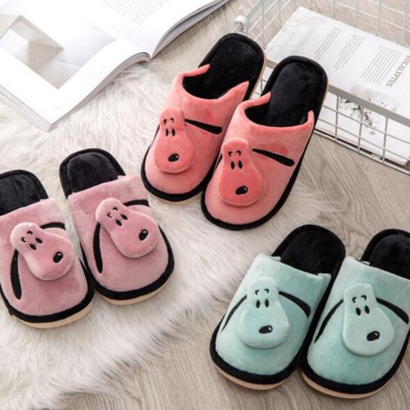 

Slippers Women Cartoon Printed Design Flats Cotton Fabric Shoe Female Mules Winter Waterproof Non-slip Warm Plush Slipper, Blue