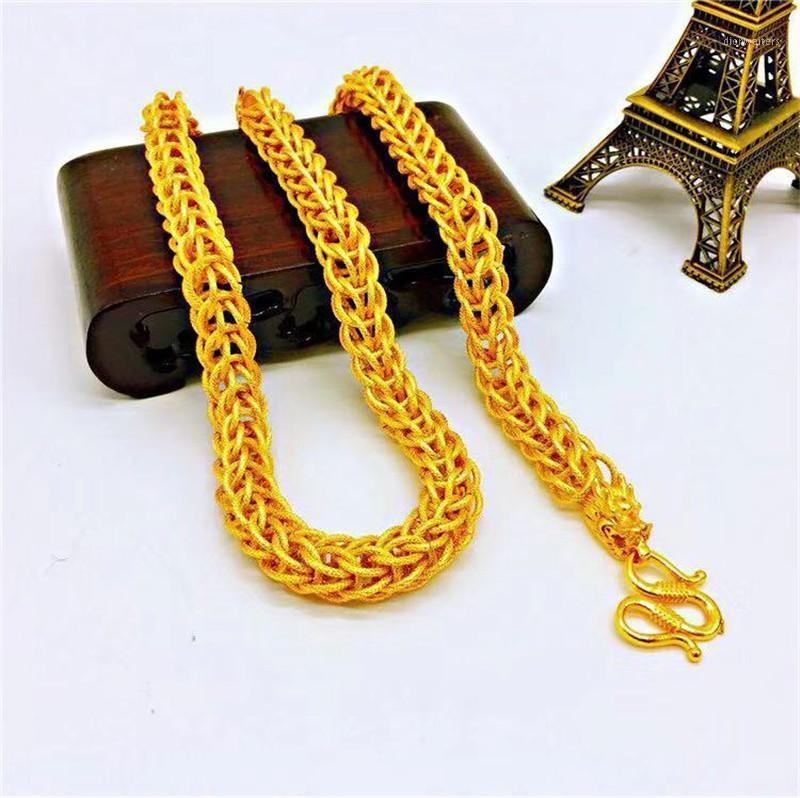 

Chains Luxury 14K Gold Necklace Thick Yellow Men's For Wedding Engagement Anniversary Linen Chain Design Hand Jewelry