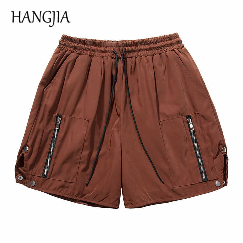 

High Street Heavy Button Zipper Lining Loose Boxer Shorts Summer Fashion Men Women Sweat Shorts Hip Hop Side Zipper Cargo Short C0607, Gray