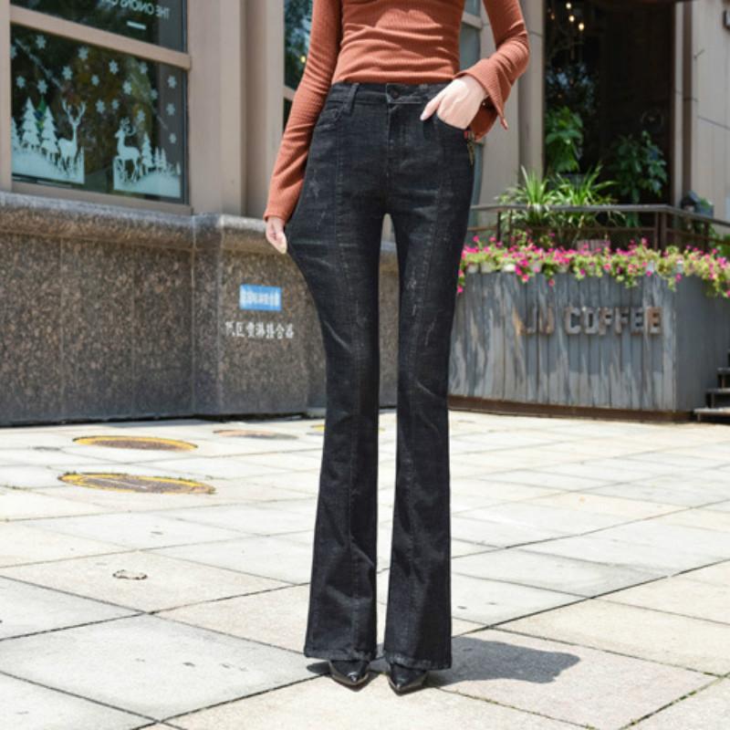 

Women's Jeans Spring Autumn 170cm Ripped Women Tall Girls Pants Ultra-long Denim Black Trousers 175cm Skinny Bell Bottom