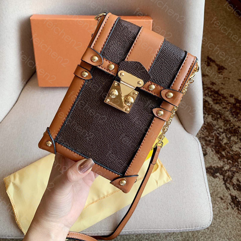 

classic printing chain handbags purses vertical box bag single shoulder crossbody bags adjustable shoulder strap mobile phone package