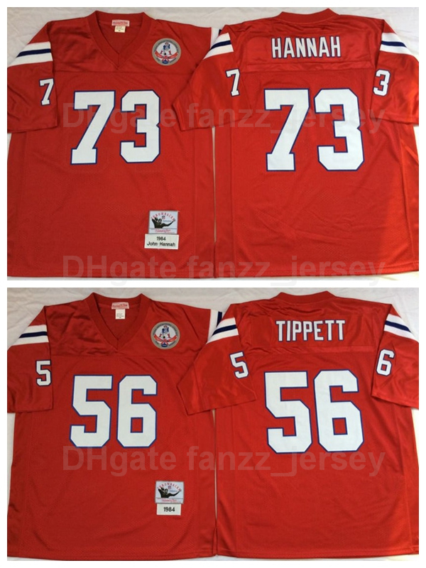 

NCAA Vintage Football Retro 73 John Hannah Jersey 56 Andre Tippett Sports Team Color Red All Stitched Pure Cotton Breathable Good Quality, 73 red
