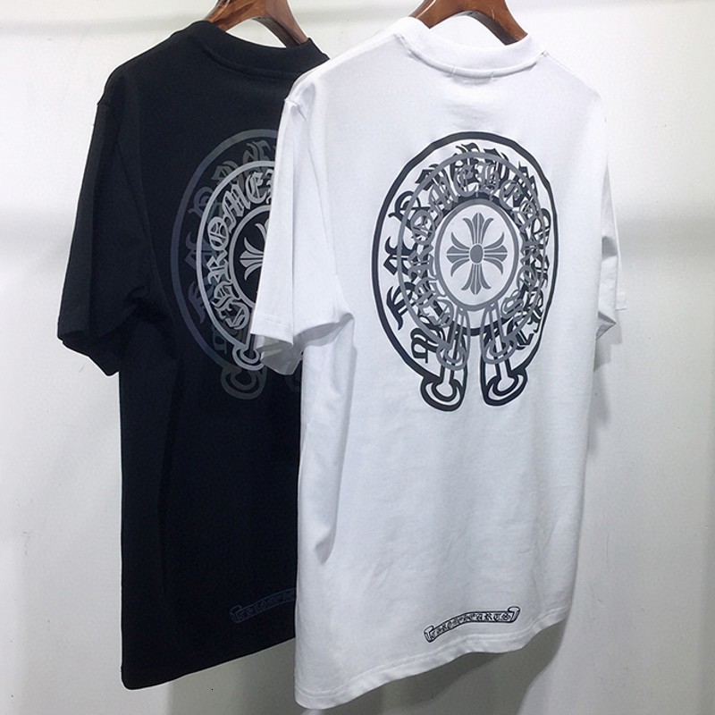 

chromehearts Summer casual half croxin crew neck short sleeve cotton T-shirt 7O7E, White;black