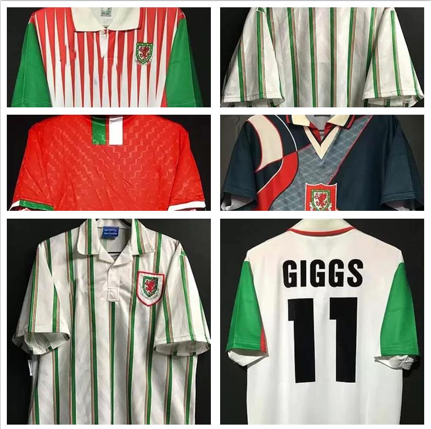 

Wales retro soccer jerseys 1976 1982 1990 1993 Gales 1992 1994 1995 1996 1998 Giggs Hughes HOME AWAY Saunders Rush Boden Speed vintage classic football shirt, 1982 home