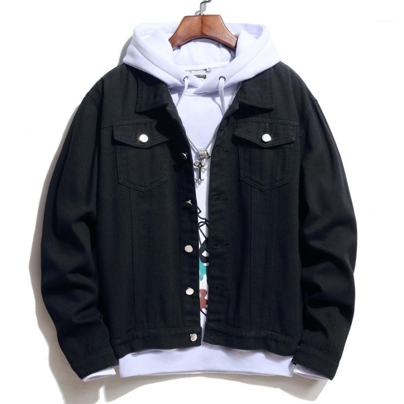 

Men' Jackets European And American Personality Pattern Printing Denim Shirt Long-sleeved Jacket Black Coat