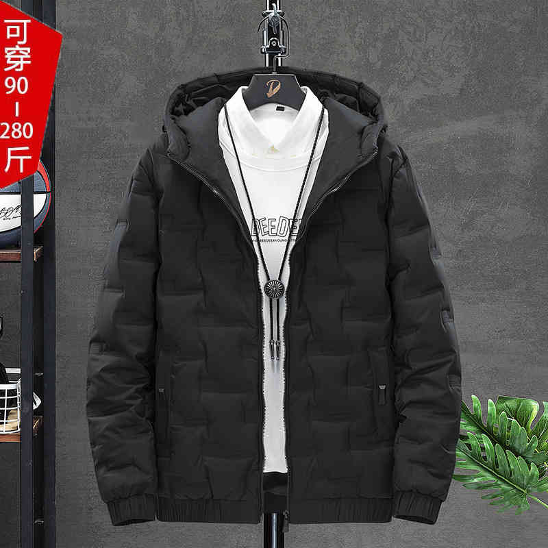 

winter 2021 new coat korean version trend fattening overweight thick winter men's down et, Black