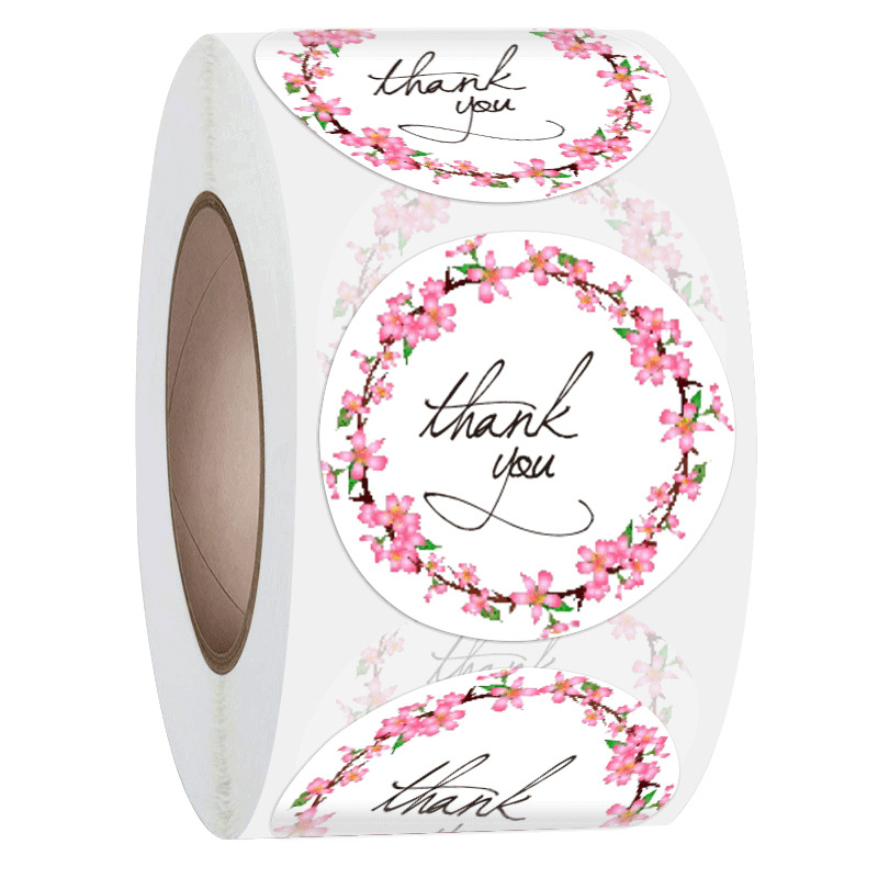 

Flower Thank You Stickers for bakin Gift Wedding 500 PCS Labels Per Roll 1in 1.5in 1221230