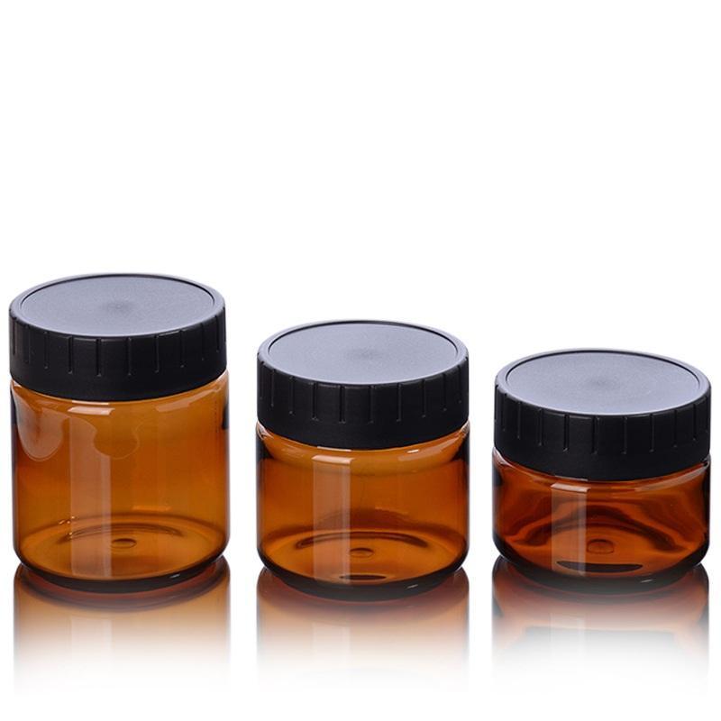 

2021 60ml 100ml 120ml Amber PET Plastic Cosmetic Jars Face Hand Lotion Cream Bottles with Black Screw Cap