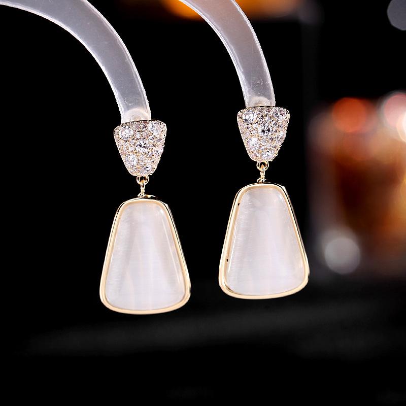 

Dangle & Chandelier Korean High Quality Personality Retro Temperament Earrings Female Women Cubic Zircon Fritillaria Designer Trendy Jew, Silver