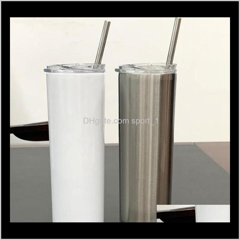 

Drinkware Kitchen Dining Bar Home Garden Drop Delivery 2021 Sublimation Tumblers Blank White Tapered Straight Skinny Cup With Lid St 20Oz Sta