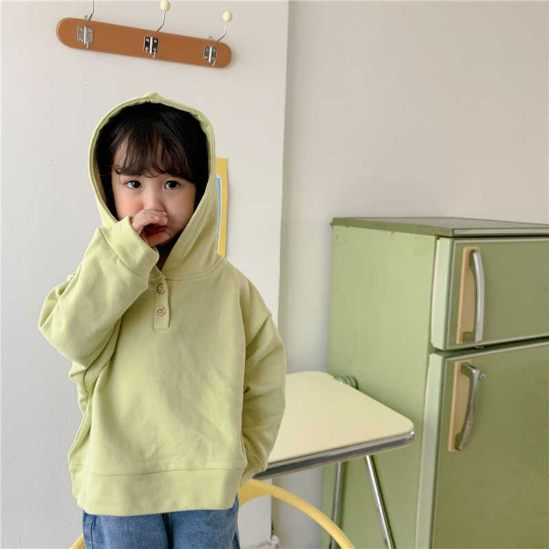 

Spring Solid Color Casual Hooded Sweatshirts Kids Boys Girls Cotton Long Sleeve Hoodies Clothing 210615, Beige