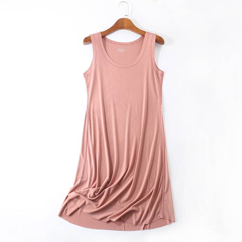 

2021women summer casual dress 2021 plus size o-neck sleeveless knee-length dresses 8 colors stretchable home gown frocks for lady, Black;gray