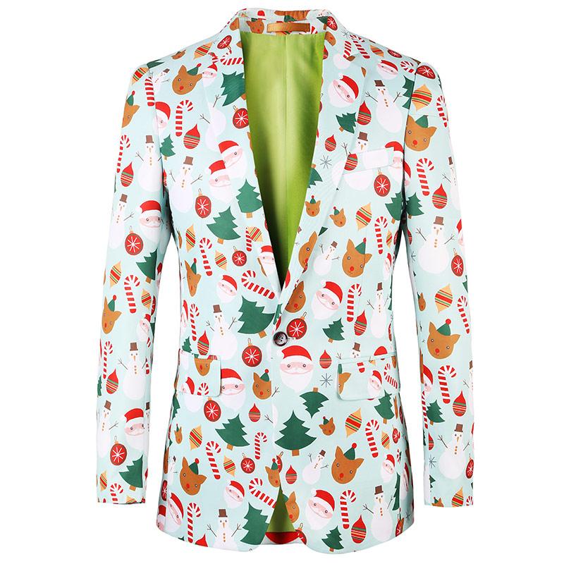 

Men' Suits & Blazers PAULKONTE 2021 Fashion Christmas Cartoon Print Man' Jacket For Men Suit Top High Quality Party Wedding Mostly Male Bl, Happy 3