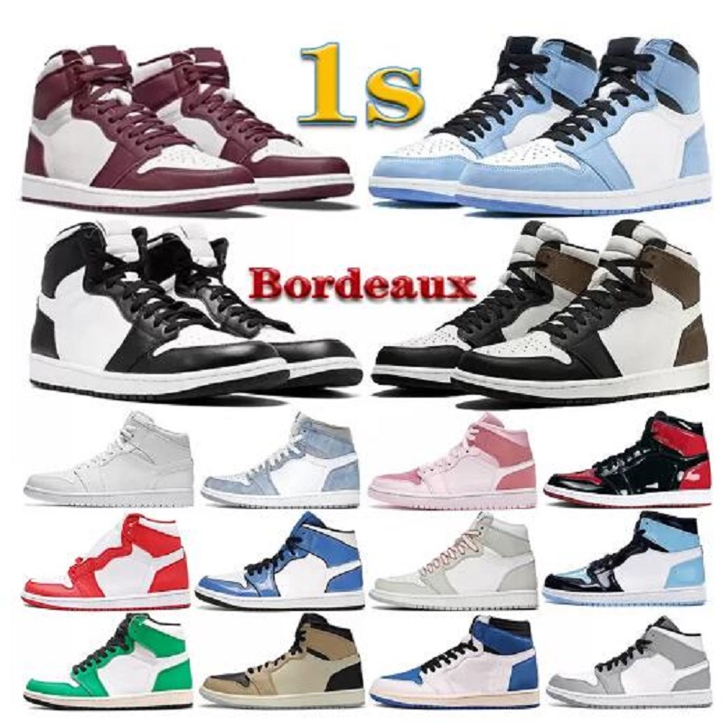

Women Mens Shoe 1 OG basketball shoes 1s Bordeaux University Blue dark mocha patent bred shadow UNC twist seaf white men women Sneakers trainers, # 46