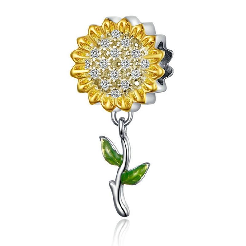 

Charms S925 Sterling Silver Sunflower Flower Antique Golden Color Pendants Necklace Making DIY Handmade Tibetan Finding Jewelry, Bronze;silver