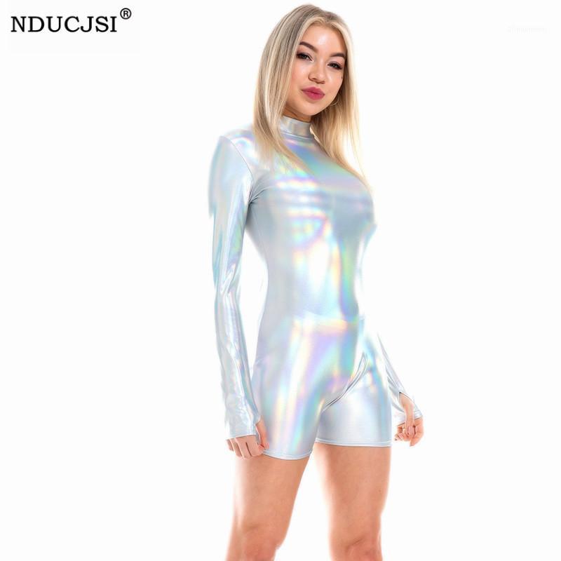 

Fashion Women' Jumpsuit Shiny Sexy Playsuit Short Long Sleeve Rompers Summer Club Women Clothes Jumpsuits, Black