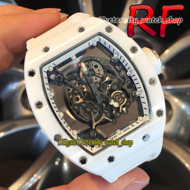 

eternity Sport Watches RF 055 Nano-ceramic Composites Case Skeleton Dial Japan Miyota Automatic Mechanical RM055 Mens Watch White Rubber Strap High quality version, Watch waterproof production cost