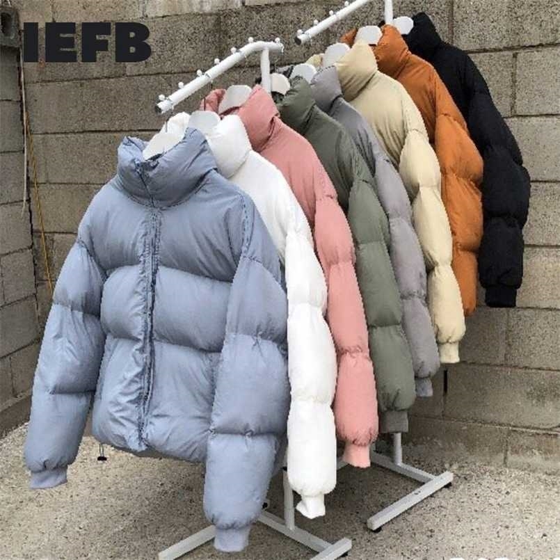 IEFB /men's clothing Korean mulit color short style cotton-padded clothes witner clothes couple Korean fashion oversize 9Y3697 211104