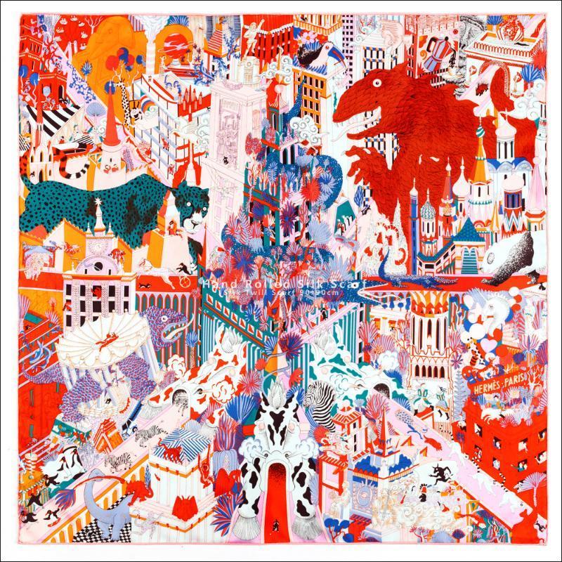 

Scarves Animapolis Hand Rolled Silk Scarf 100% Designer Shawl 90cm Square Scarfs Twill 90*90cm Bandana, Blue;gray