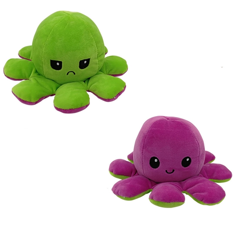 

2021 filled pluche reverse toy poulpe oc soft antistress xmas tox double sided flip grappig emotion pulpo pop peluches