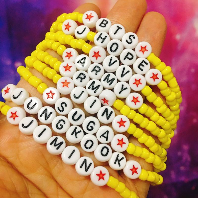 

Charm Bracelets 2021 KPOP Bangtan Boy Butter Beaded Bracelet Gifts For Friends Fans Love ARMY Sisters, Golden;silver